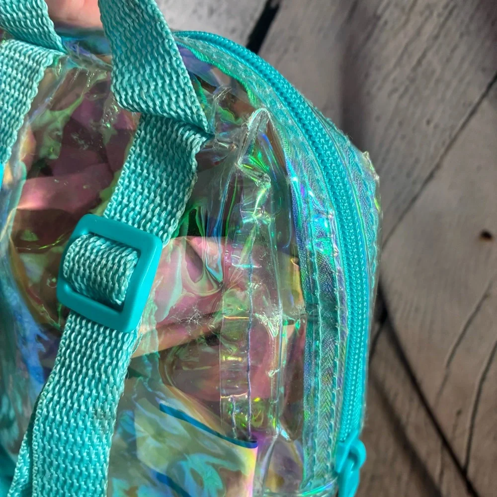 Disney Moana Clear‎ Teal Iridescent Glitter Confetti Mini Backpack DisneyCore